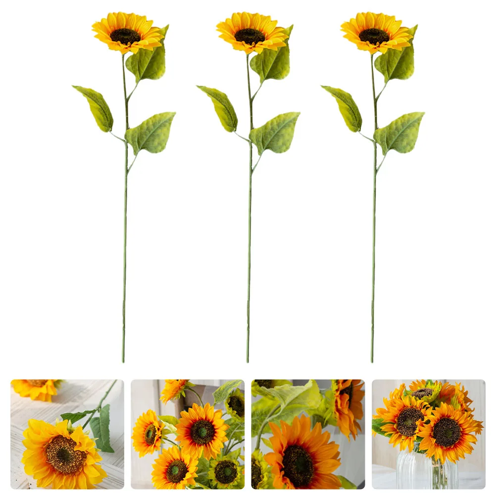 

3pcs Artificial Decorative Prop Wedding Simulation Sunflower Home Decoration Party Supplies Silk Cloth Flower Wedding Flower