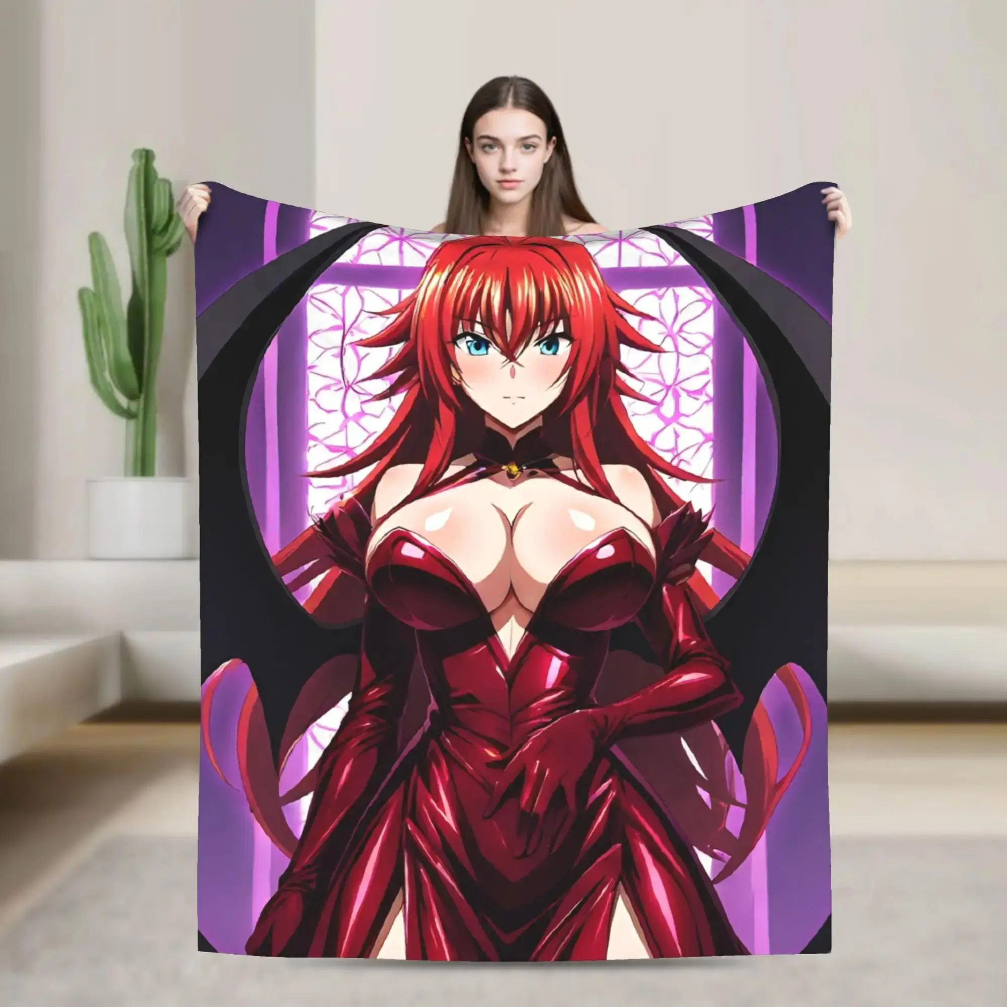 Rias Gremory from High School DxD Anime Flannel Throw Blanket for Sofa Bed Home Decor Aesthetic Cover