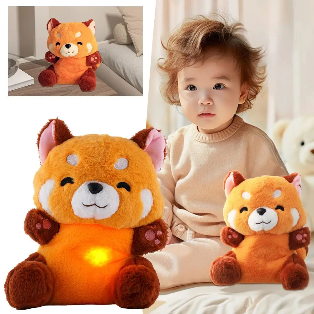 Plush Toy Red Panda Breathing Stuffed Animal 2024 New For Anxiety Adults With Music Lights & Rhythmic Breathing In Four Modes