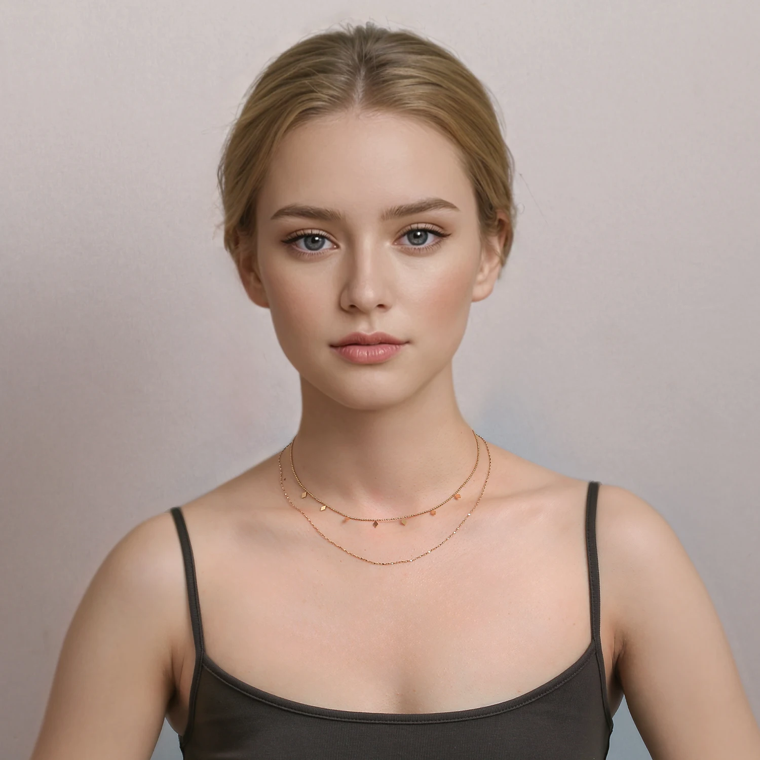 Double Layer Necklace for Women - 18K Gold Plated Stainless Steel Chains, Lightweight Tangle-Free Everyday & Party Jewelry Gift