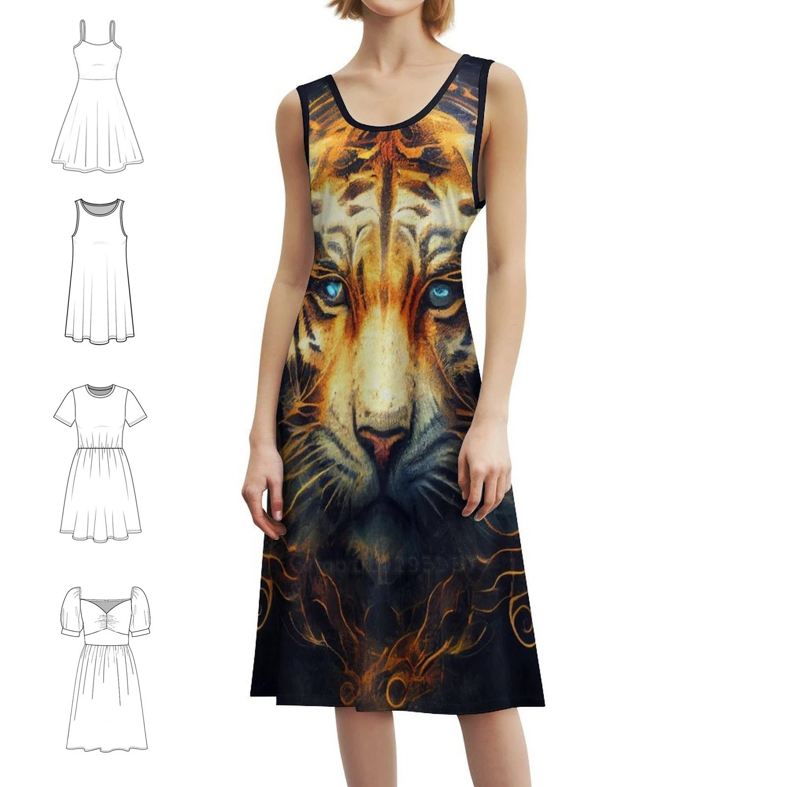 

Spirit Animal: женская уличная одежда с тигром, праздничное платье, модная клубная одежда с принтом для женщин, дух животного, портрет дикого животного