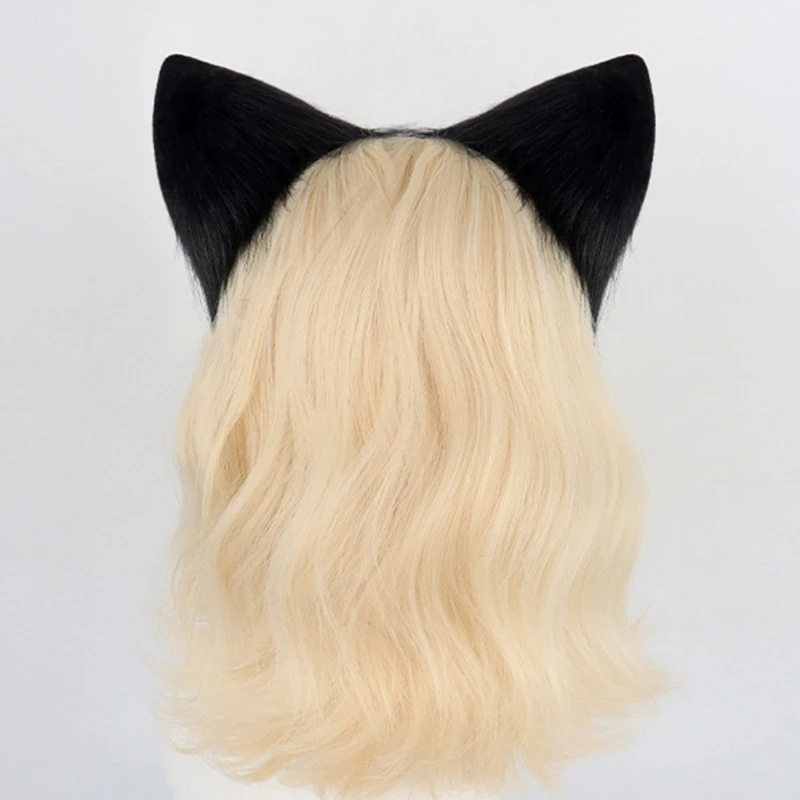 Conjunto fantasia gatos com orelhas gato, faixa cabeça cauda peluda, fantasia animal Halloween