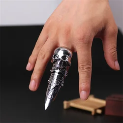 Retro Gothic Ring Skull Shaped Cool Object Joint Flexible Long Men's Ring Boyfriend Party Gift Punk Style Fashion Jewelry 2024