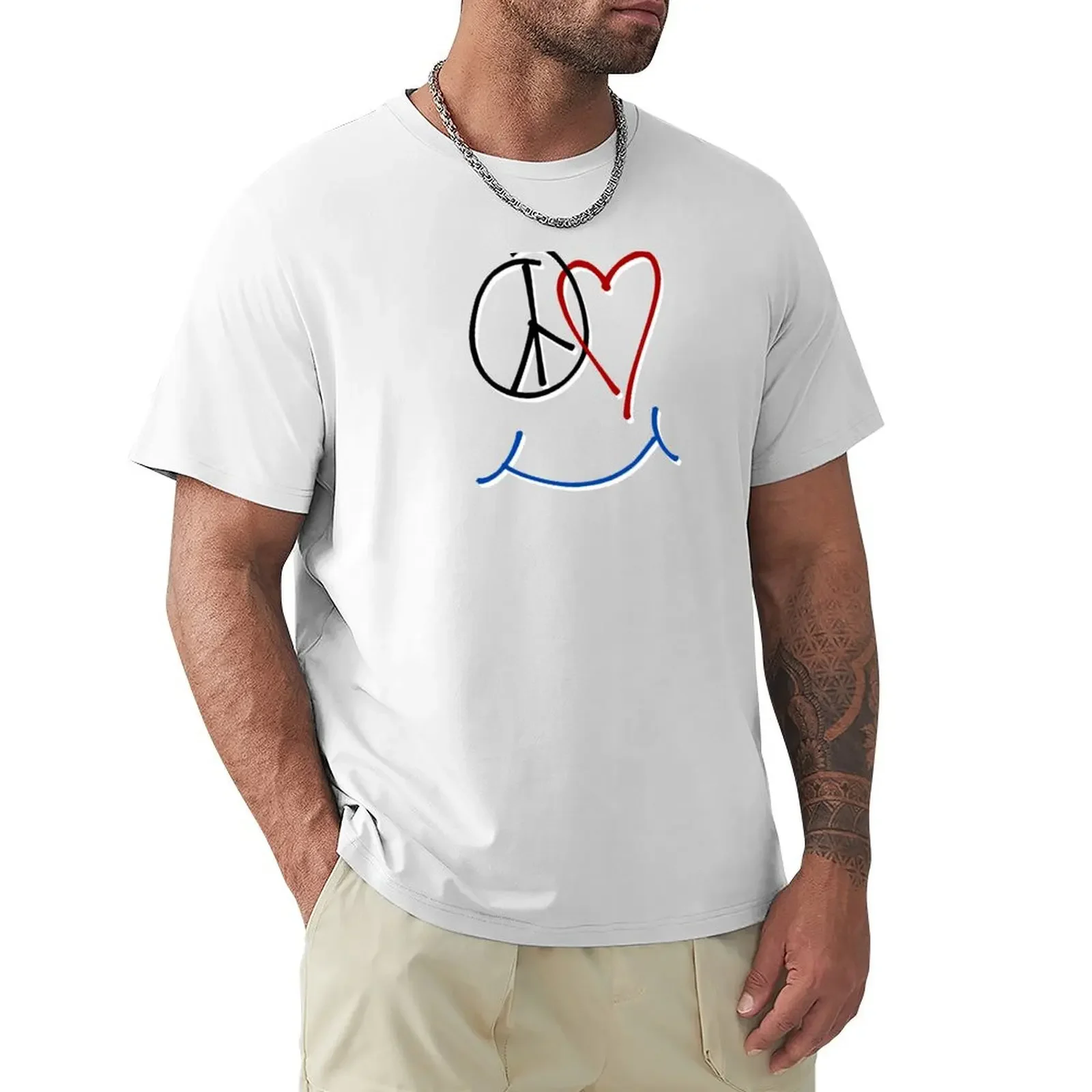 

Peace, Love and Happiness Symbol T-shirt quick-drying kawaii clothes sublime men clothes