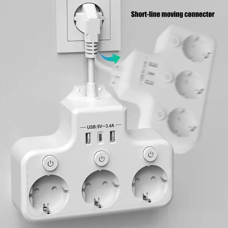31BA Fireproof European Socket Extender Power Strips With Switching Button And Child Safety FeaturesFor Family Office Use