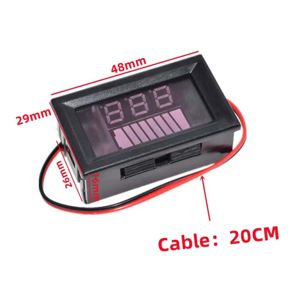 Car Battery Charge Level Indicator 12V 24V 36V 48V 60V 72V Lithium Battery Capacity Meter Tester Display LED Tester Voltmeter