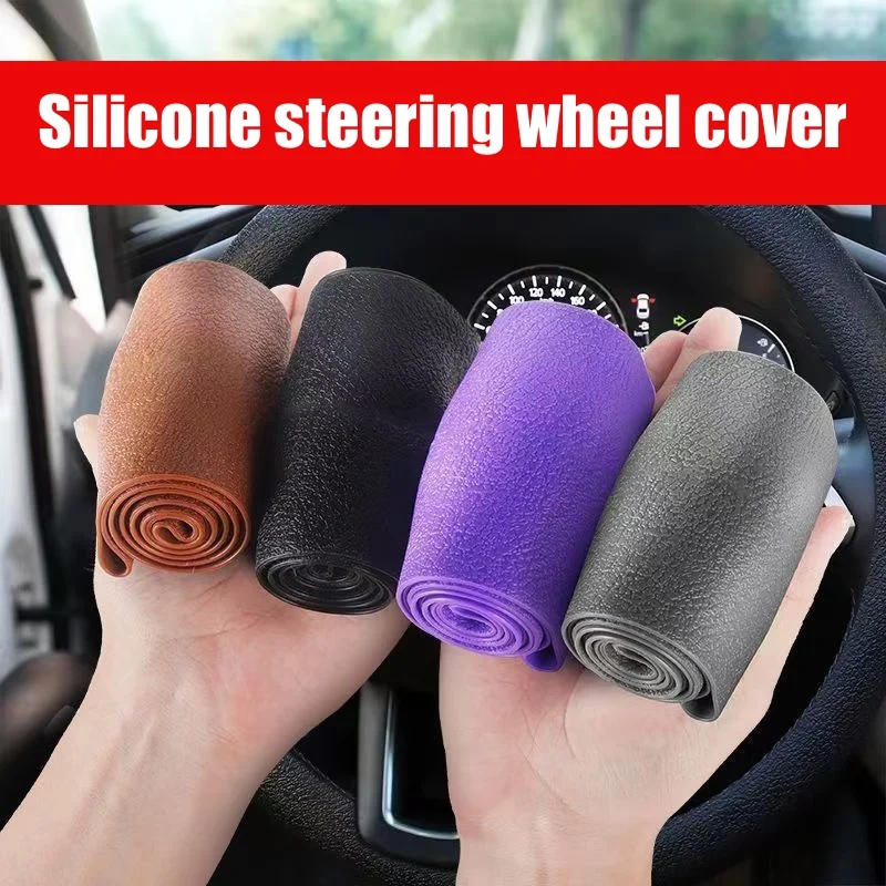 Car Universal Silicone Steering Wheel Cover All-Season Use Soft Textured Feel Multi-Color Car Interior Accessory