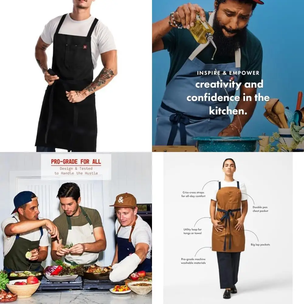

Cotton Canvas Chef's Apron with Pockets, 8oz, Crossback Style, Durable and Stylish for Kitchen Use