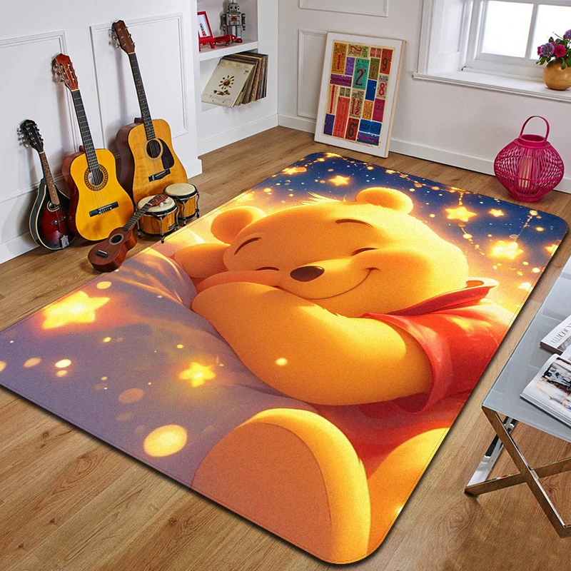 

W- Winnie Pooh Bear Printed Carpet Fashion Yoga Mat Non-Slip Carpet Bedroom Decoration Outdoor Carpet Bedroom Birthday Gift