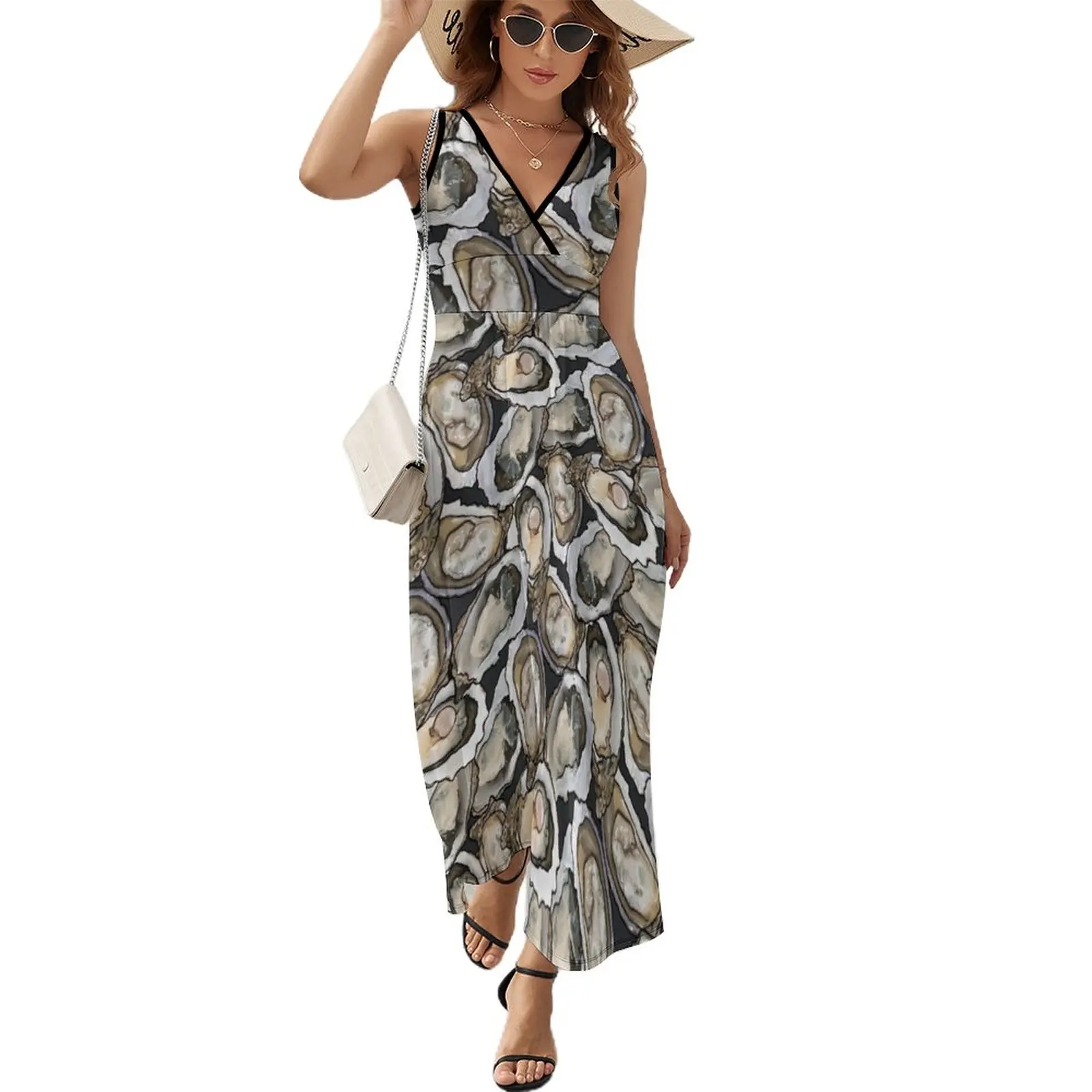 

Oyster Seafood Feast in Charcoal Sleeveless Dress dress for woman evening dresses ladies