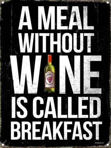 A MEAL WITHOUT WINE Retro Metal Sign Man Cave Bar Pub Plaque Party Vintage Gift