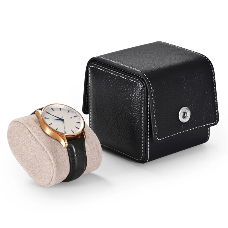 Oirlv 1 Slot Watch Box Gift Bag With Zipper Leather Travel Case Box For 1 Pc Watch Storage Watch Case Storage Box Carrying Bag