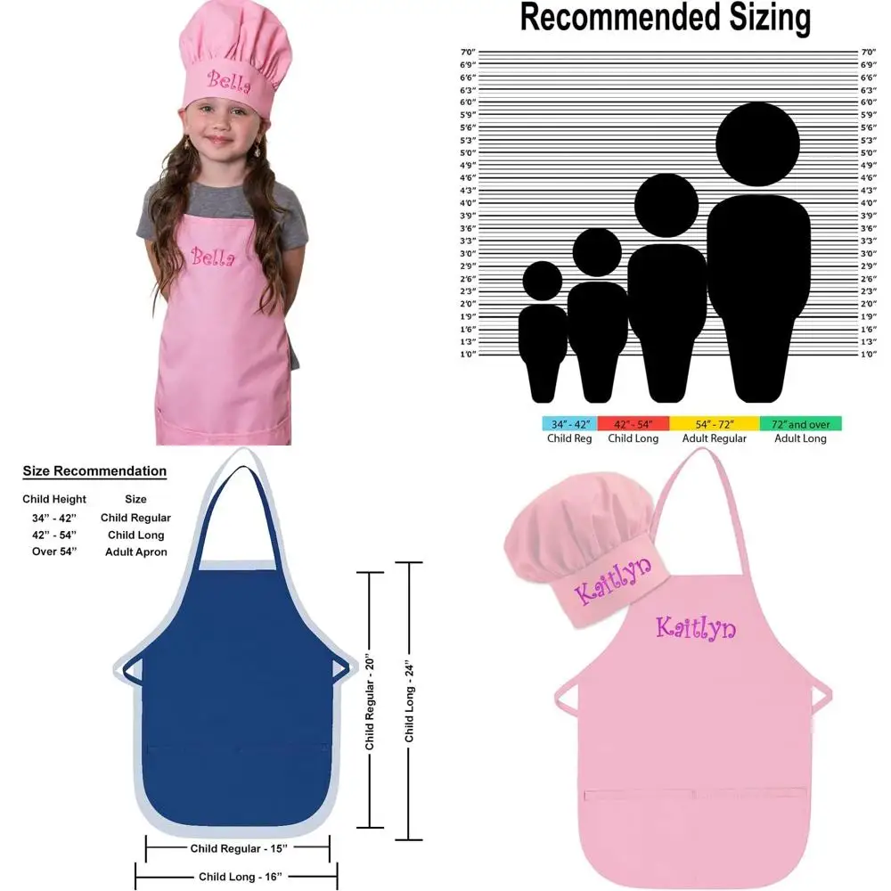 

Customized USA-Made Child Apron and Hat Set with Name for Toddlers & Kids