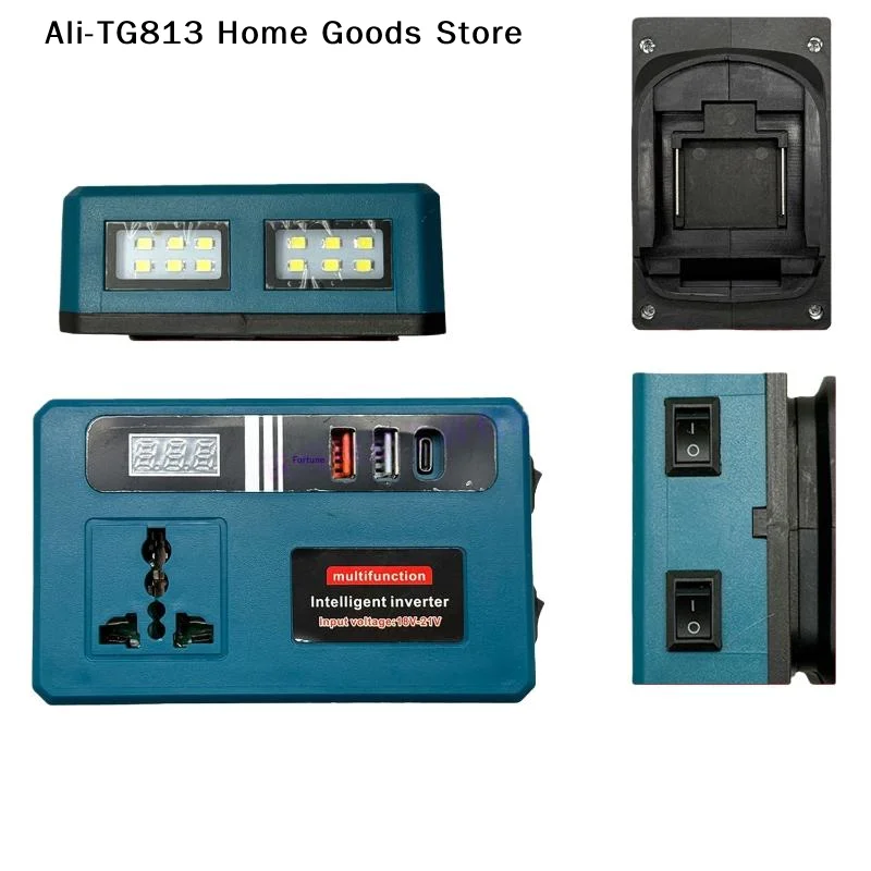 

[TG813]1Pcs LED Mini Intelligent Inverter Power Converter Portable 120W 21V Lithium Battery Inverter With 3 USB Ports