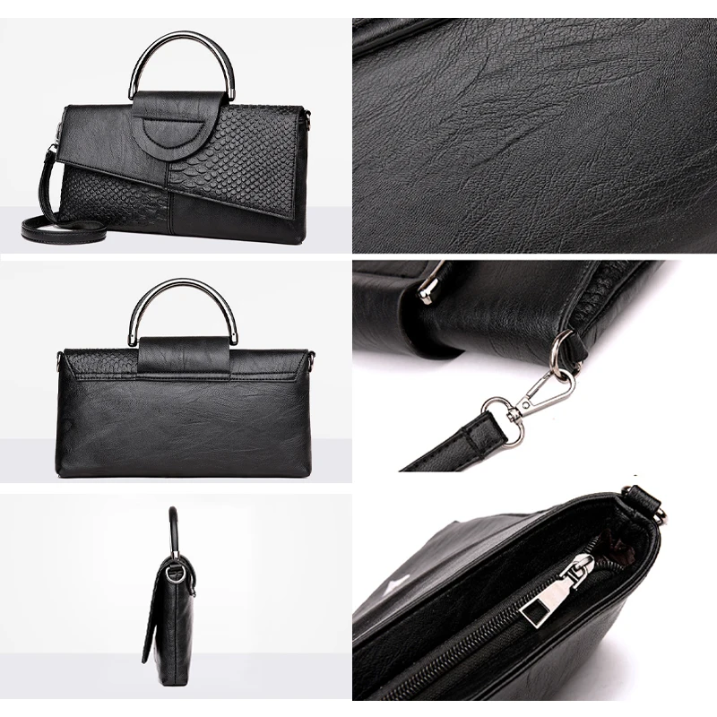 Damenhandtasche im Vintage-Stil mit Krokodildruck, stilvolle Umhängetasche mit abnehmbaren Trägern, leichtes Alltagsaccessoire – Detail 8