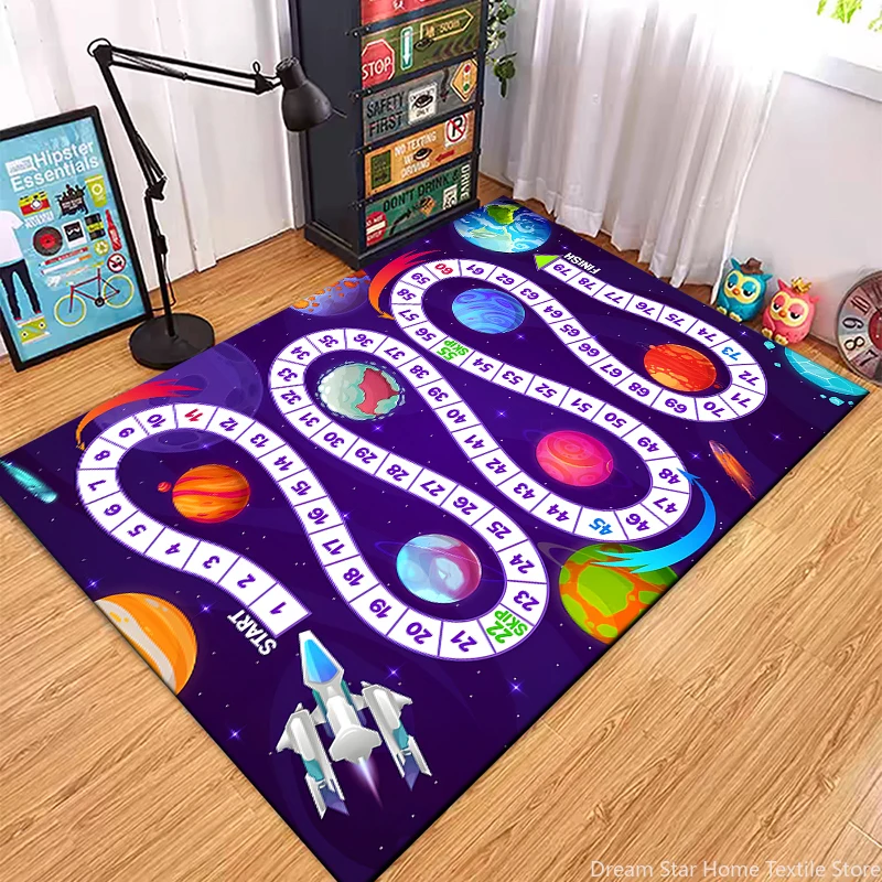 

Children’s Snakes and Ladders Game Playmat Rug Carpet for Bedroom Living Playroom Fun Learning Floor Kids anti-slip Mat Door