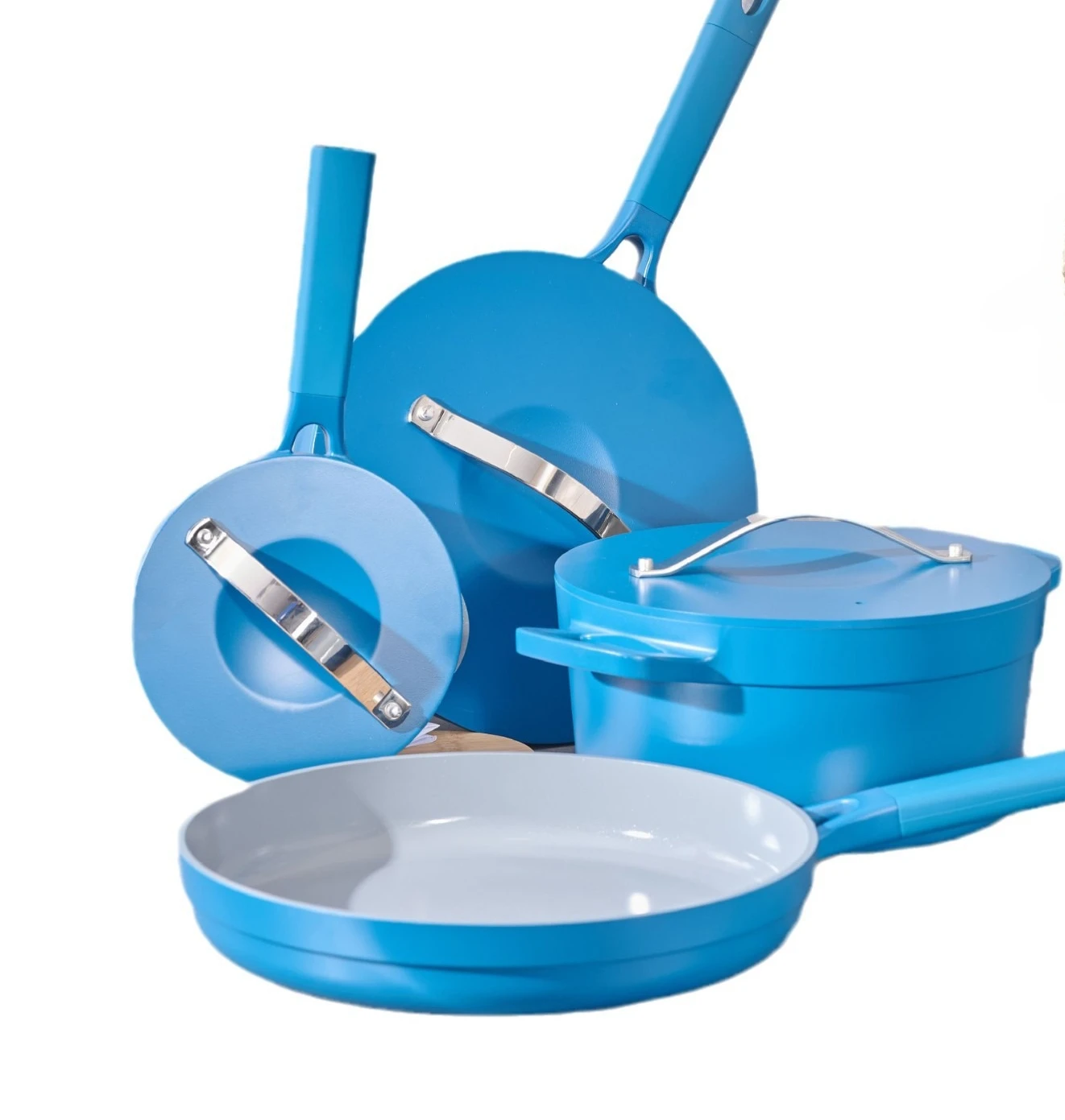 

Non stick pan, set of four, small milk pan, deep fry, light fry.