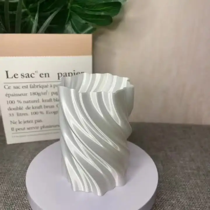 Silk Texture 3D Printed Twist Pen Holder, Multi-purpose Desktop Makeup Brush Storage Organizer, Unique Table Decor Gift