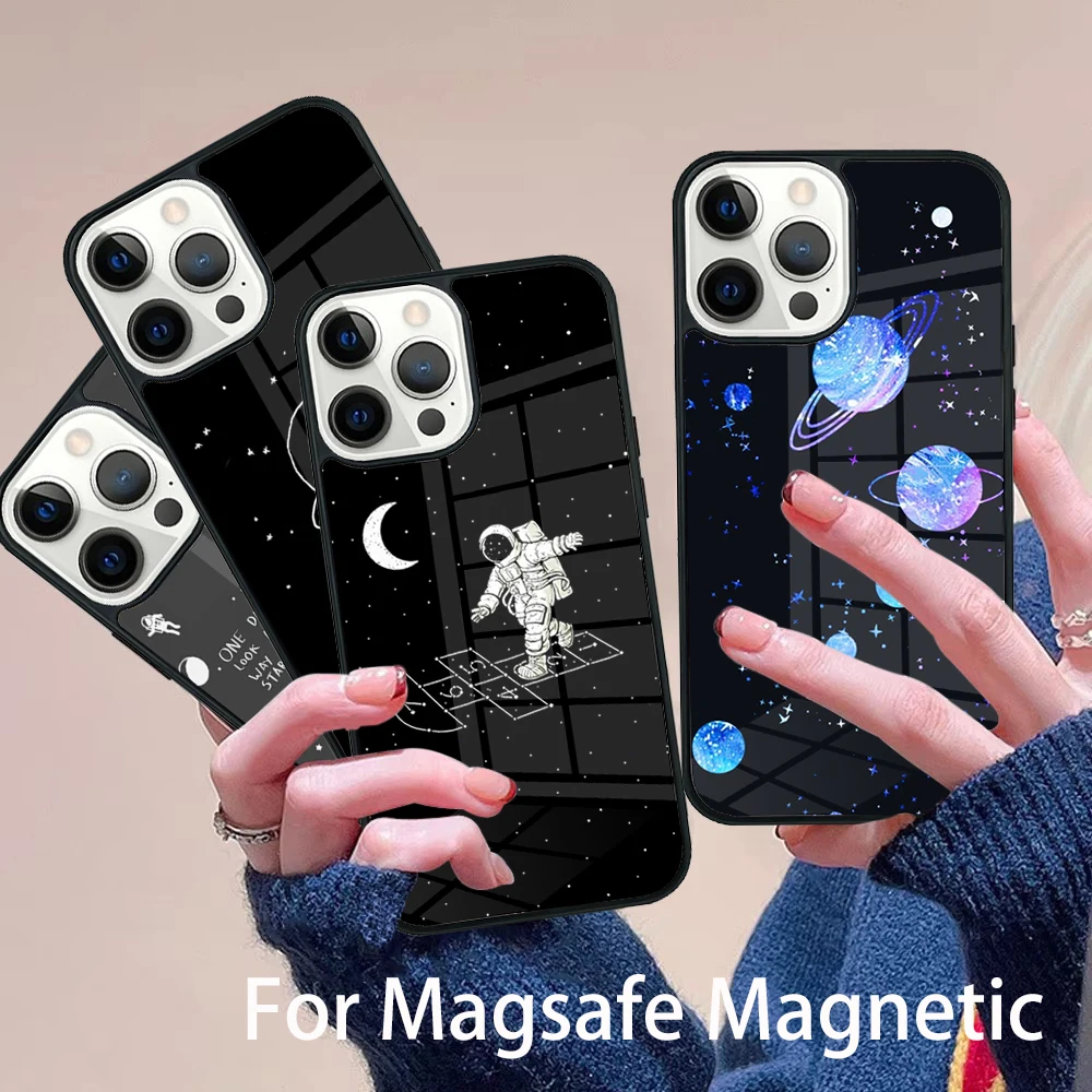 

Aesthetic Space Stars Planet Phone Case Magesafe Magnetic Wireless Charge Cover For IPhone 16 11 12 13 14 15 Pro Max Plus Mini