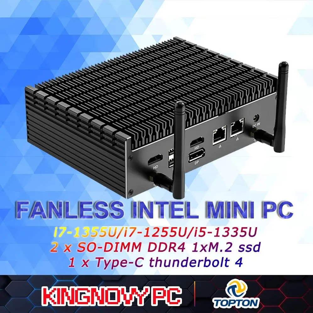 

Mini PC 13th Gen Core i7-1355U i5 1335U Fanless Mini Computers 10C/12T Up to 5.0GHz Small PC Win11 Pro Thunderbolt 4 Home&Office