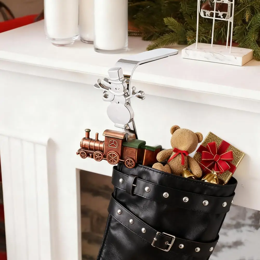 Metal Mantel Hooks Christmas Mantel Stocking Hooks Snowflake Reindeer Tree Santa Holder for Fireplace Decorations Christmas