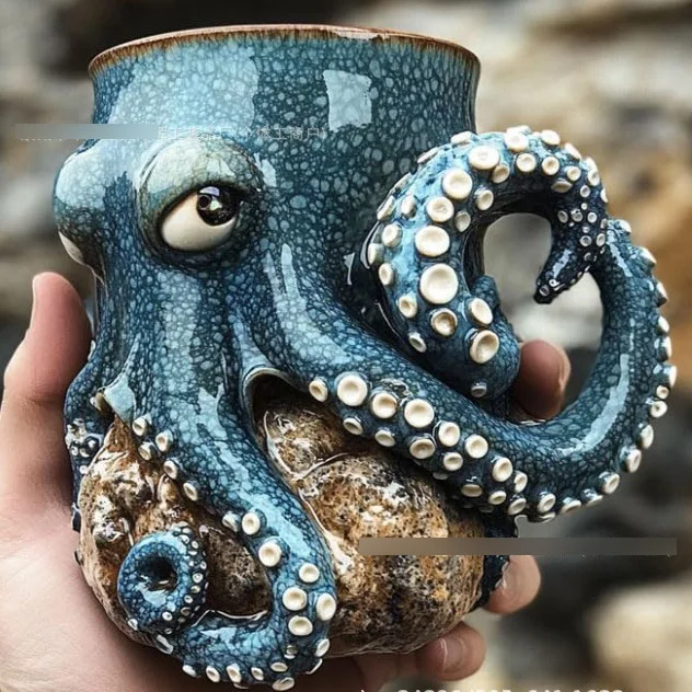 

Creatures Octopus Mug Ornament 3D Octopus Fun Ceramic Coffee Cup Handmade Octopus Shaped Statue Cup Ocean Enthusiast Gift