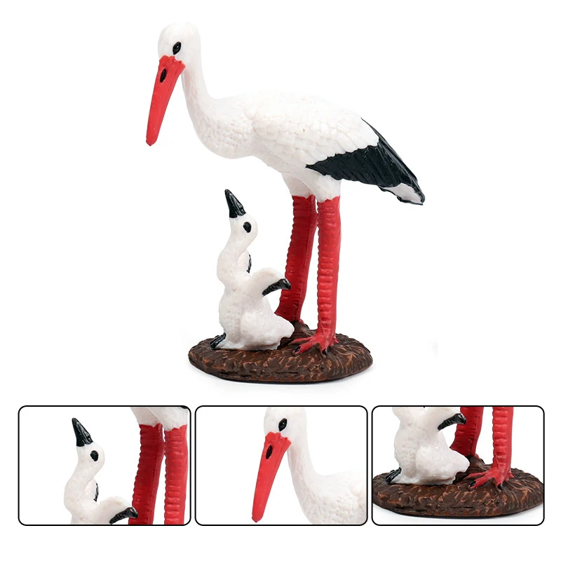 Children\'s Cognitive Education Simulation Of Wild Animal Models Bird White Storks Mother Child Red Cranes Models Toy Decorations