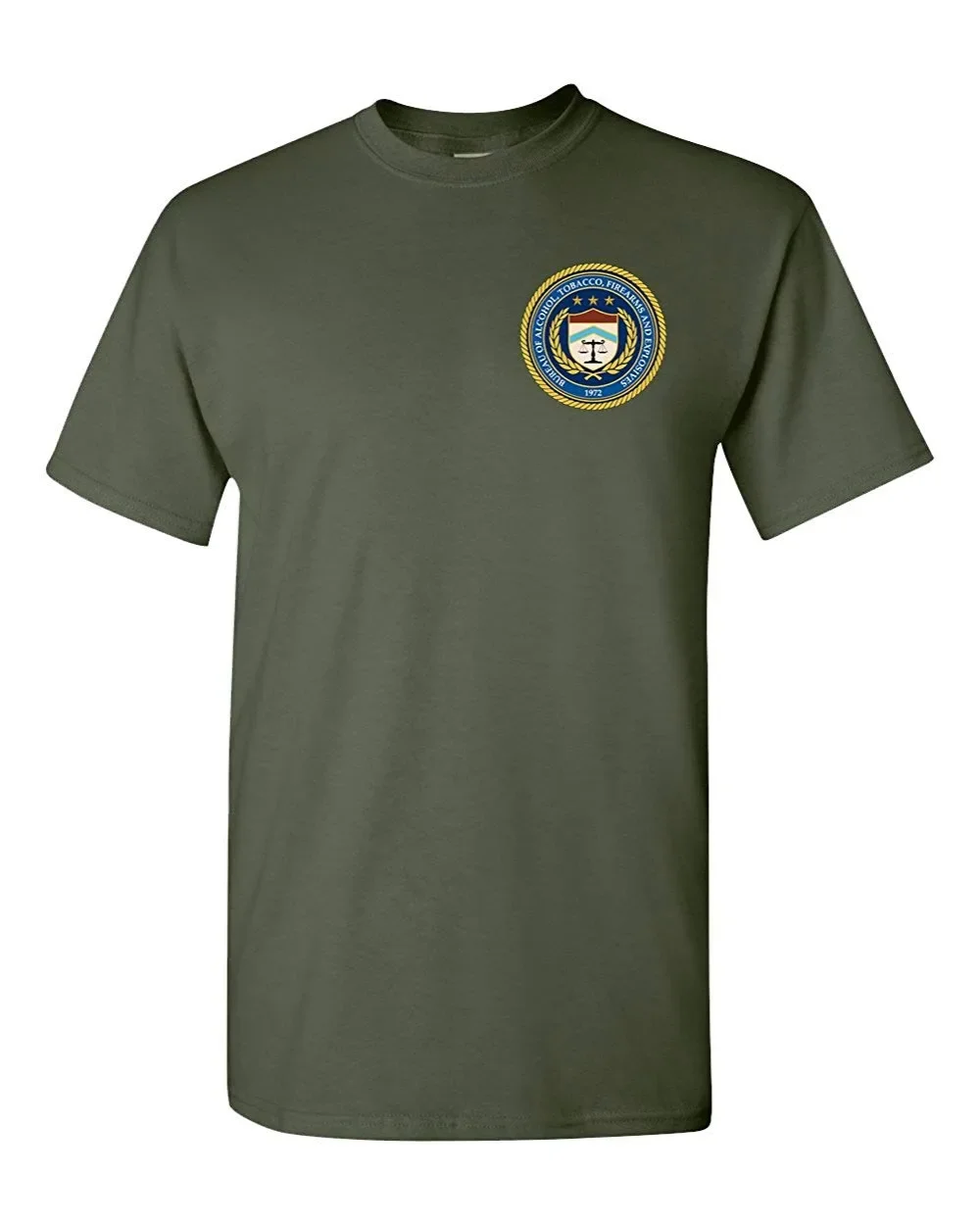 New Summer Men Tee Atf Bureau Of Alcohol, Tobacco, Firearms And Explosives Seal Military Green T-Shirt Short-Sleeved