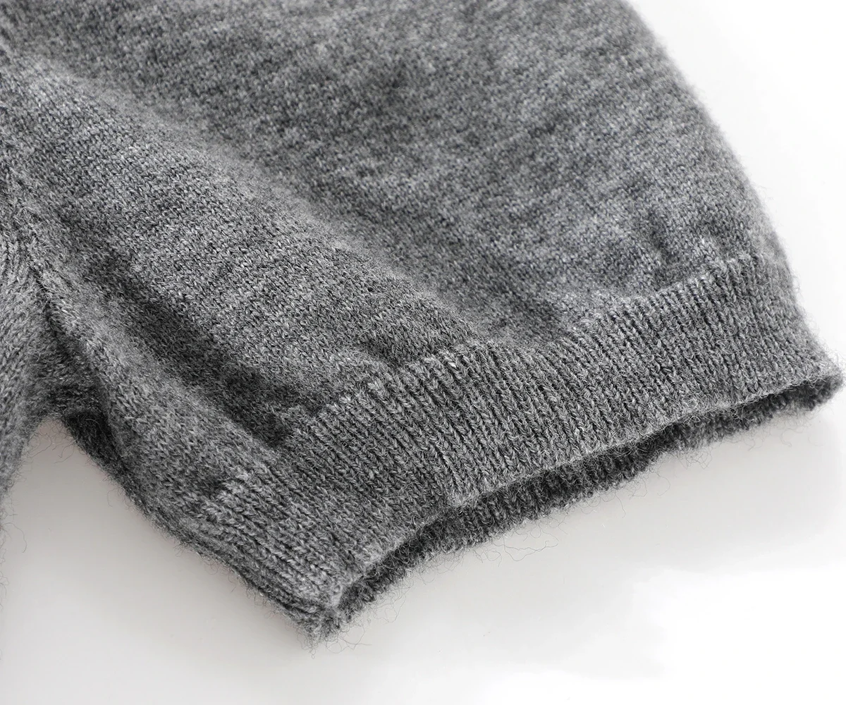 Women Grey Knitted T-Shirt Early Autumn High Quality Casual Crew Neck Knit Short Sleeve Top Women Clothing