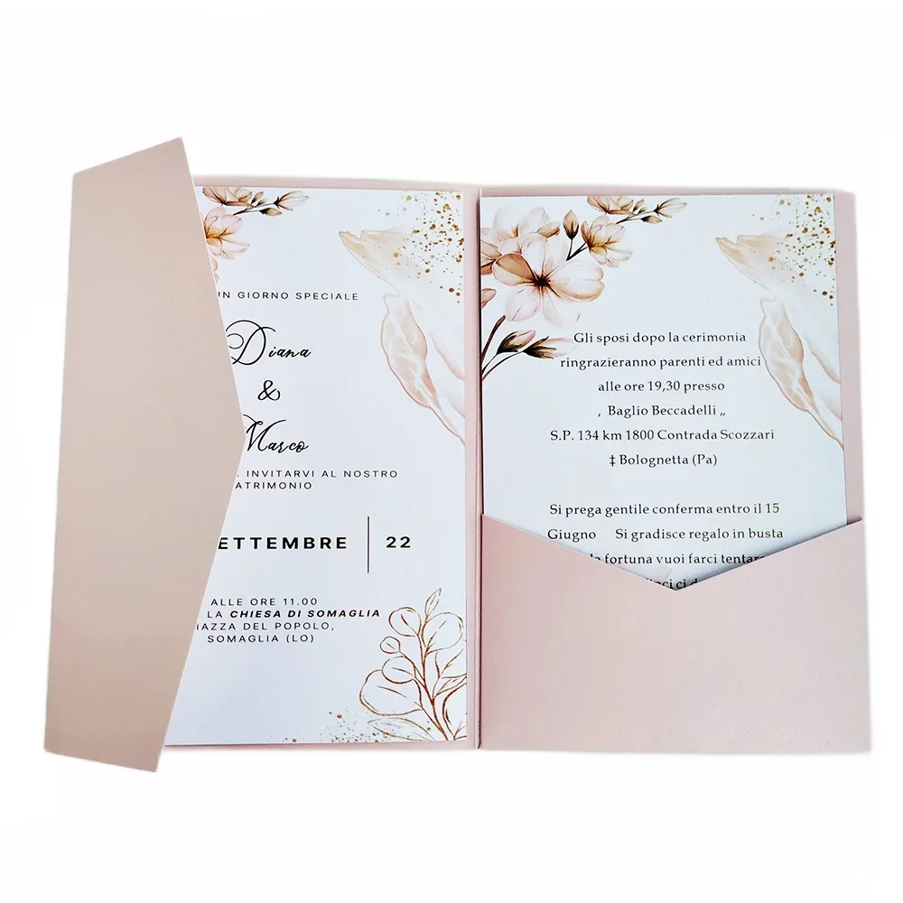 Huwelijksuitnodiging Pocket Fold Envelop Marineblauw Mat Papier 250gsm voor Verjaardag Jubileum Sweet 16 Iquinceañera 50 stuks