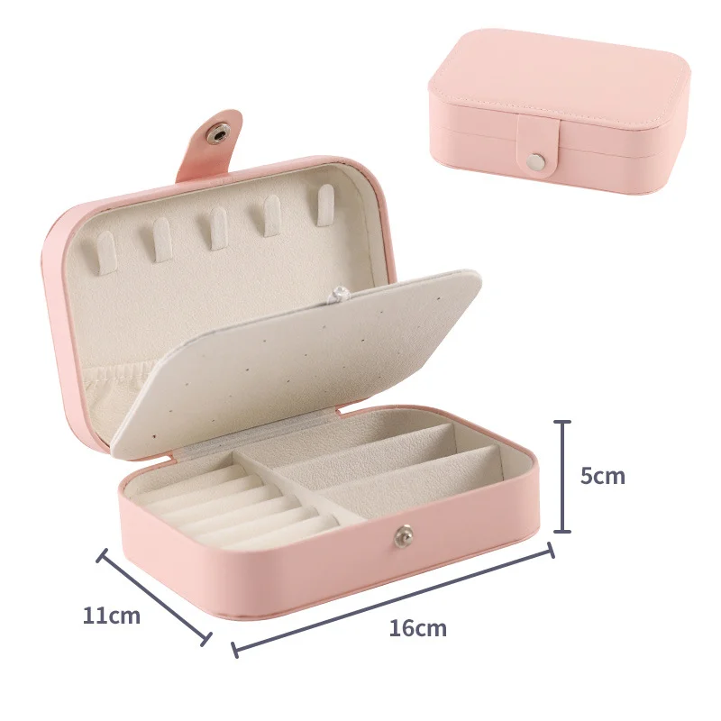 Portable Storage Jewellery Box Simple Design Travel Display Jewellery Bracelet Jewellery Earring Leather Button Jewellery Box