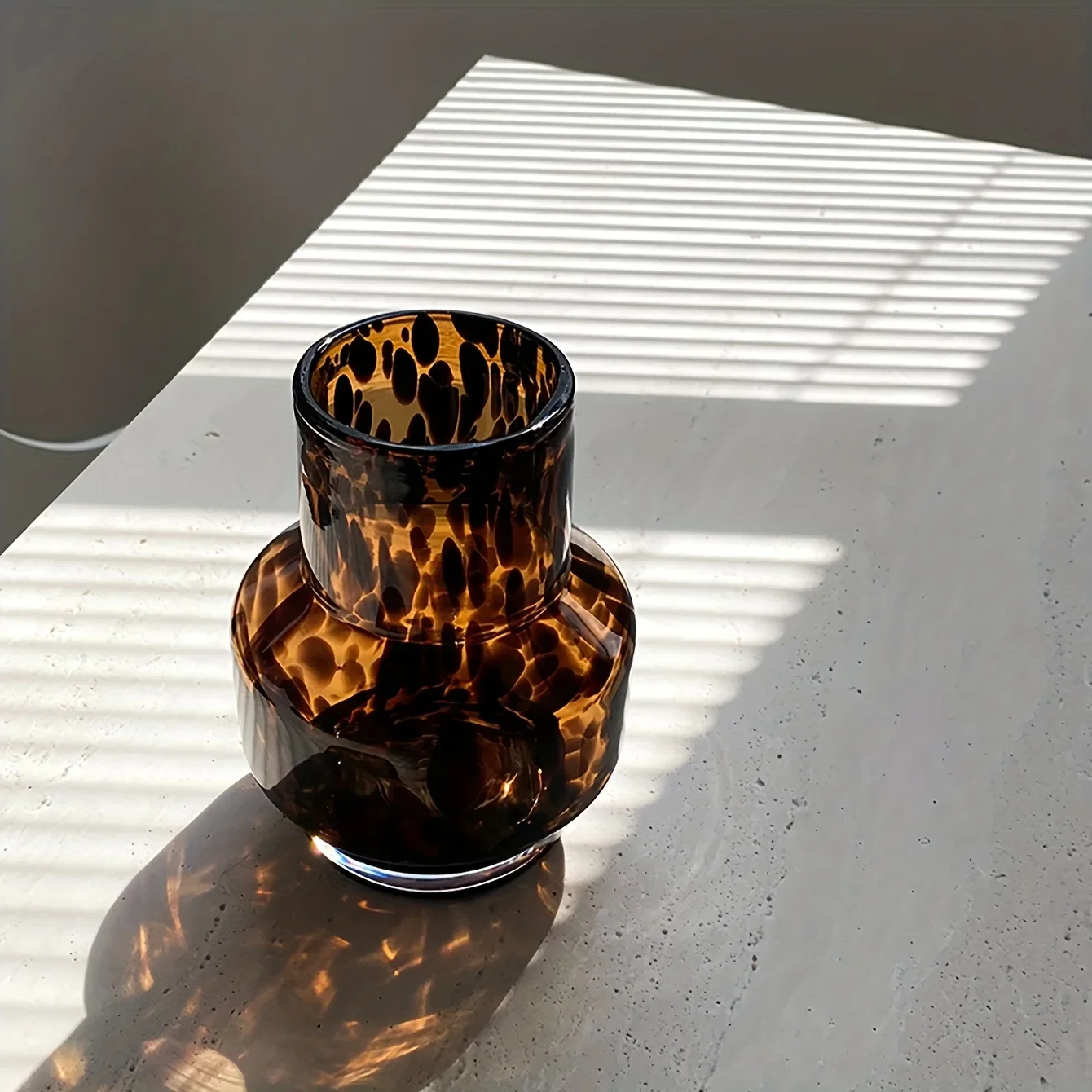 Glass Flower Vase Niche High-end Leopard Print Vase For Autumn, Thanksgiving, Winter, Xmas - Living Room, Bedroom