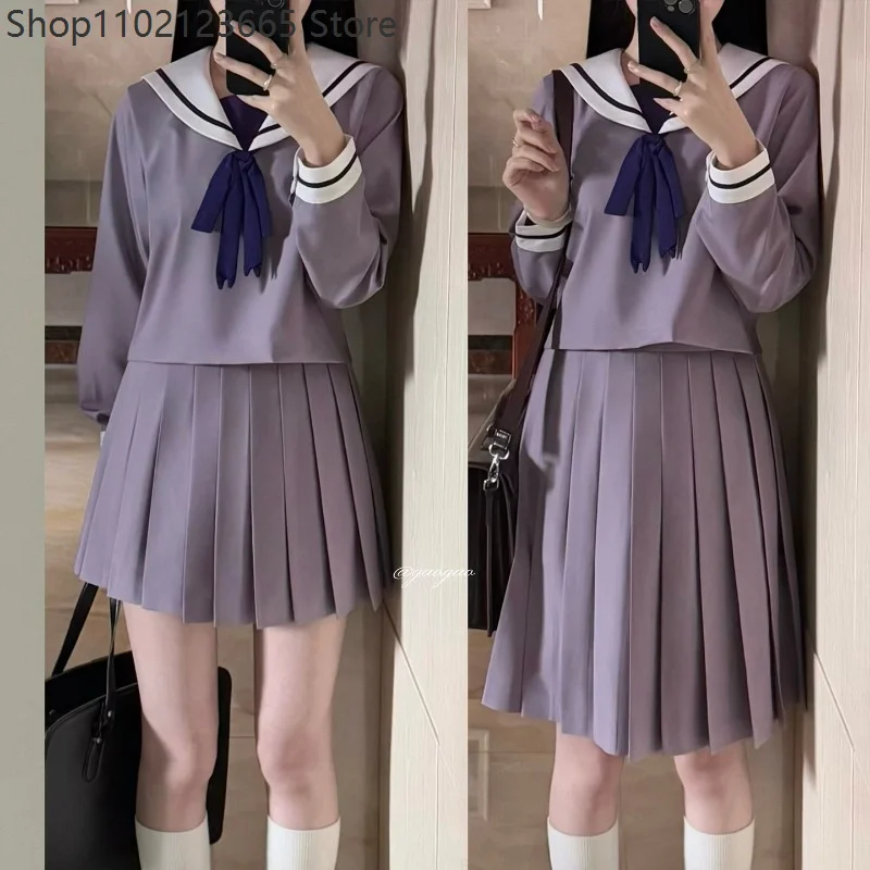 

Chicas' Japanese-style Summer School Uniform Skirt Cosplay Purple Shirt Jk Sailor Suit Women's Party Long-sleeve Uniform Set