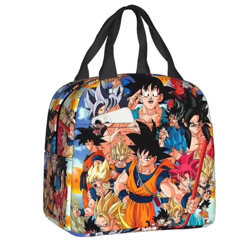 

Custom Anime Dragon Ball Z Lunch Bag Women Cooler Warm Insulated Lunch Box for Kids School Work Picnic Food Tote Bags
