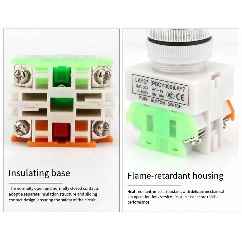 LAY37-11ZS Industrial Exigent Stop Push Button Switch With Red 40mm Mushroom Head 1NO 1NC DPST Self-Locking For Machinery