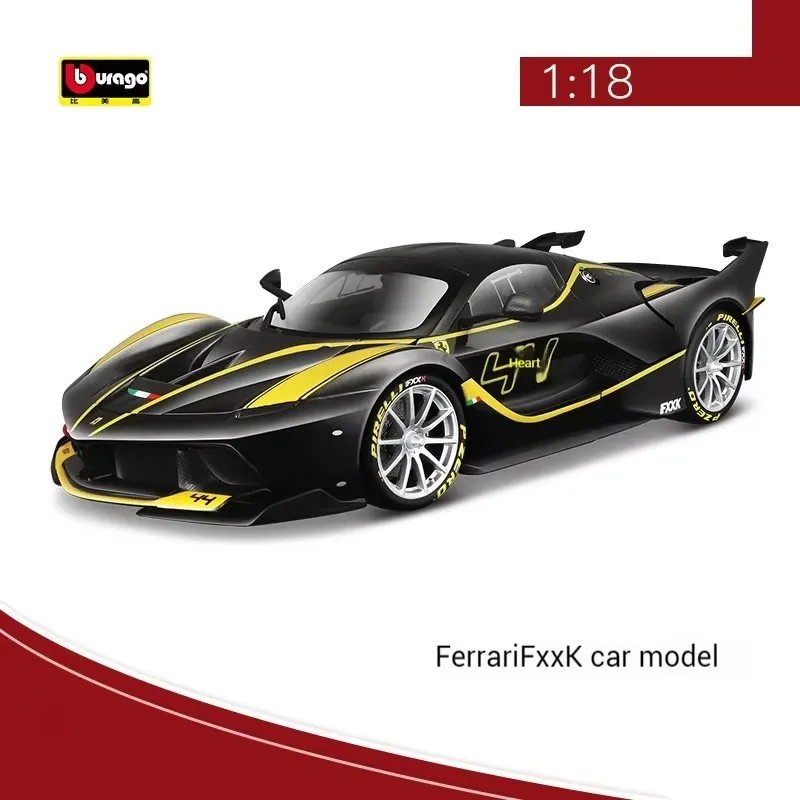 Bruago 1:18 Ferrari Fxxk Black 44 Simulation Alloy Car Model Racing Metal Car Model Enthusiast Collection Ornament Male Toy Gift