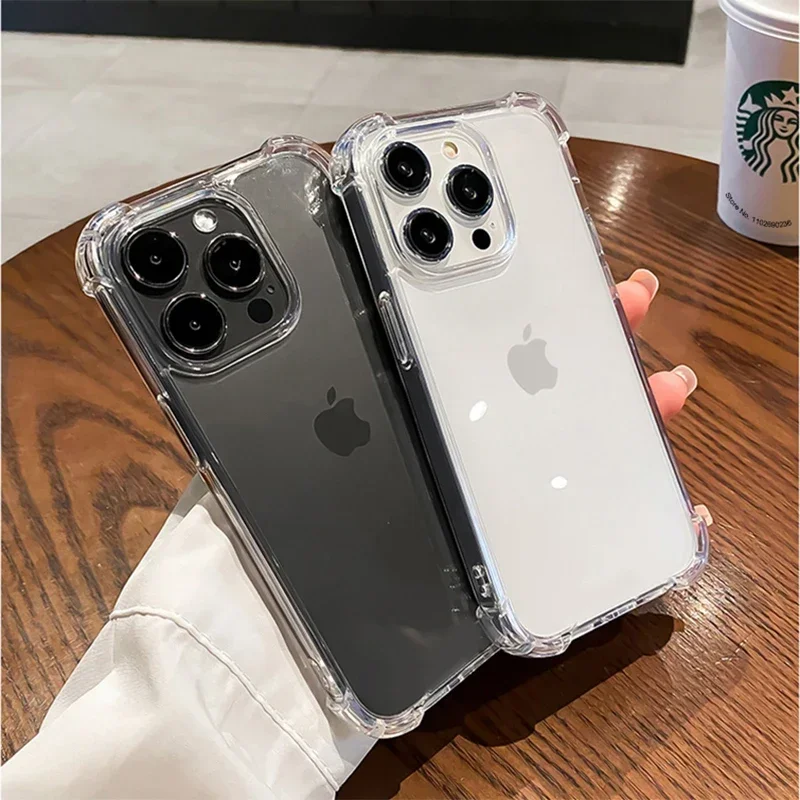 Luxury Shockproof Clear Phone Case For iPhone 16 15 14 13 12 11 Pro Max Silicone Transparent Soft Cover For iPhone 14 15 16 Plus