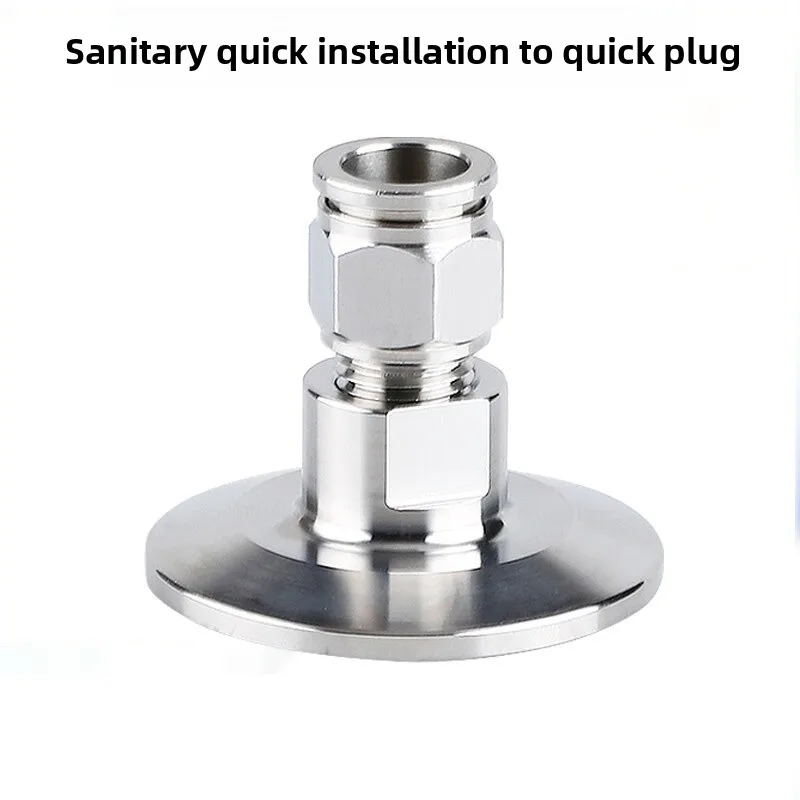 

SS304/316L Pneumatic Tube Connector Tri Clamp TC25.2MM-77.5MM air hose fittings PC 4MM-16MM Stainless SteelClamp Push In Quick