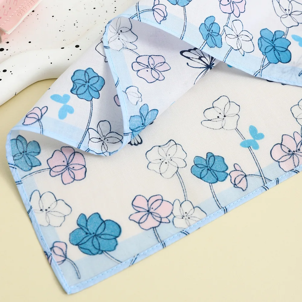 3 قطعة منديل نسائي أنيق من القطن الخالص ناعم ومريح وشاح صغير مطبوع 43*43 سنتيمتر