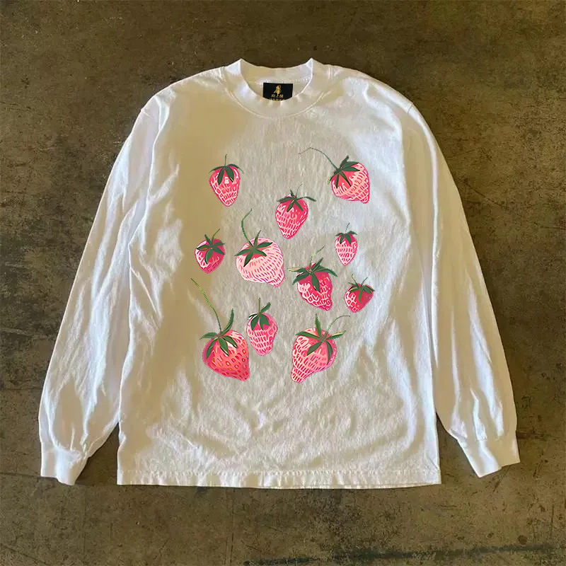 Long Sleeve 310 Pure Cotton Men's T-Shirt Upward Hero Non-Light American Style Couple's T-Shirt Youth Loose Fit Printed Tee
