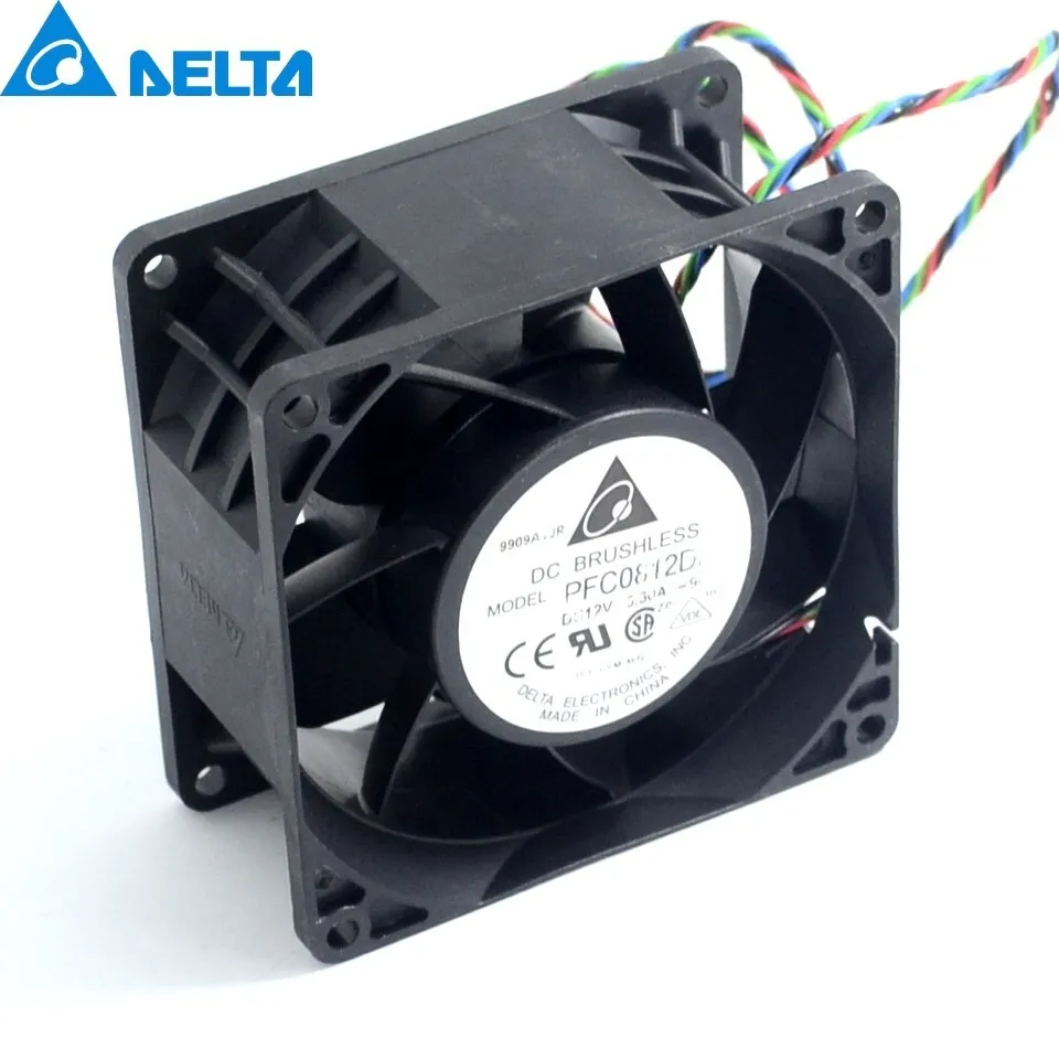 

New and PFC0812DE 8038 80mm 12V 3.30A 4 wire pairs bearing cooling fan violence for Delta 80*80*38mm