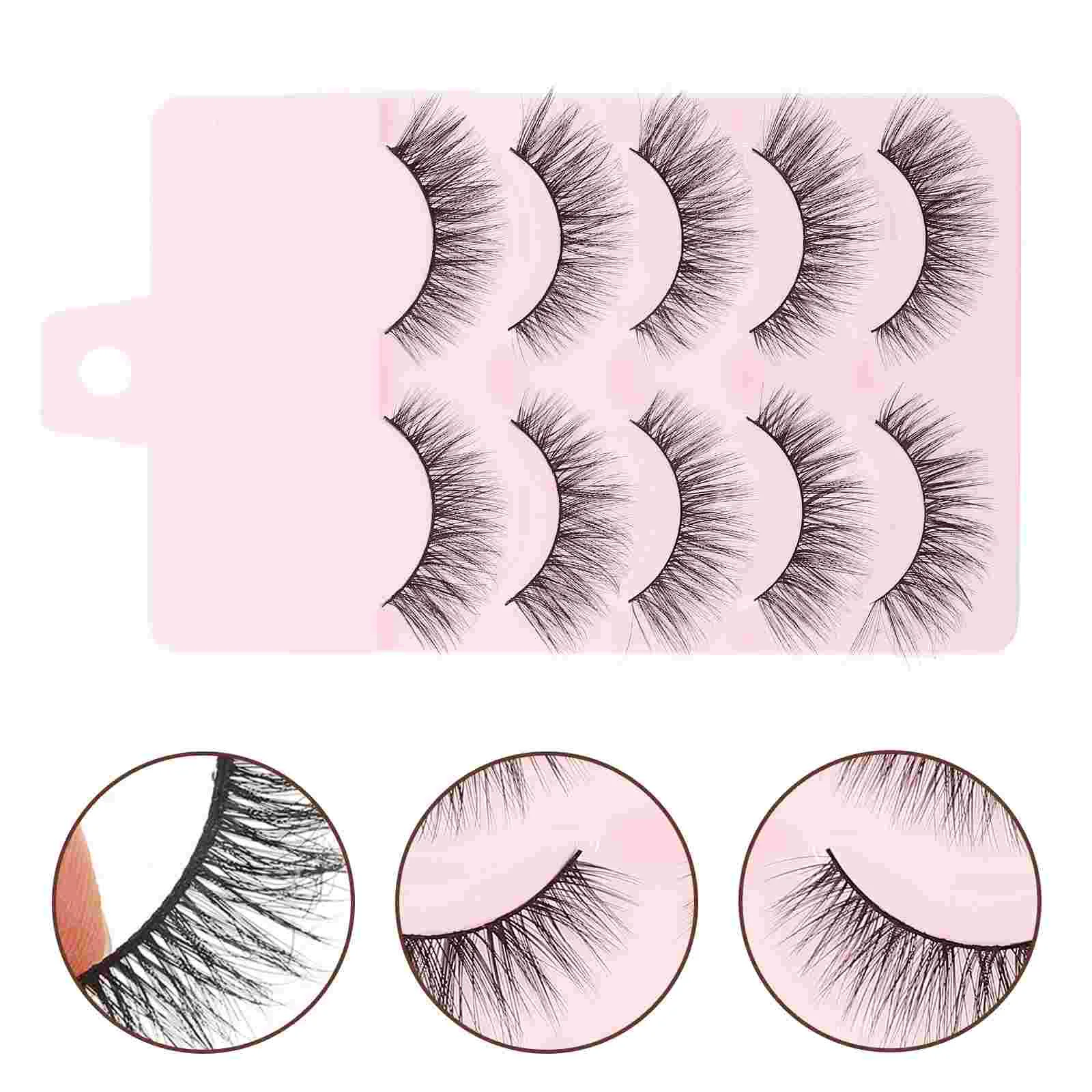 Faux cils naturels épais faits à la main pour femmes, accessoires de maquillage, 5 paires