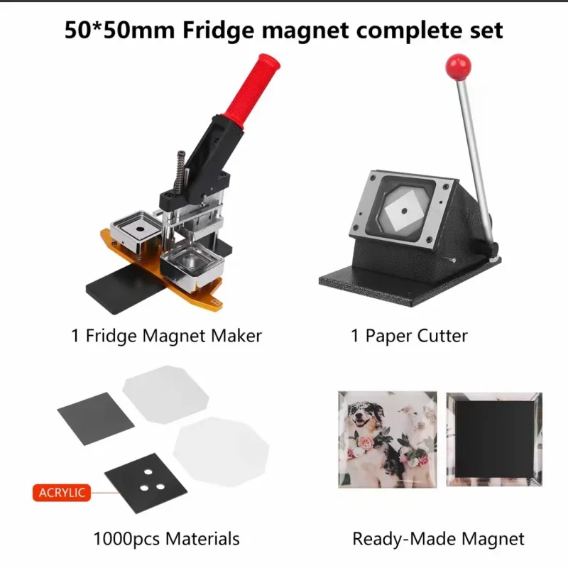 2 inch square refrigerator magnet maker 50 * 50mm square button manual magnet maker