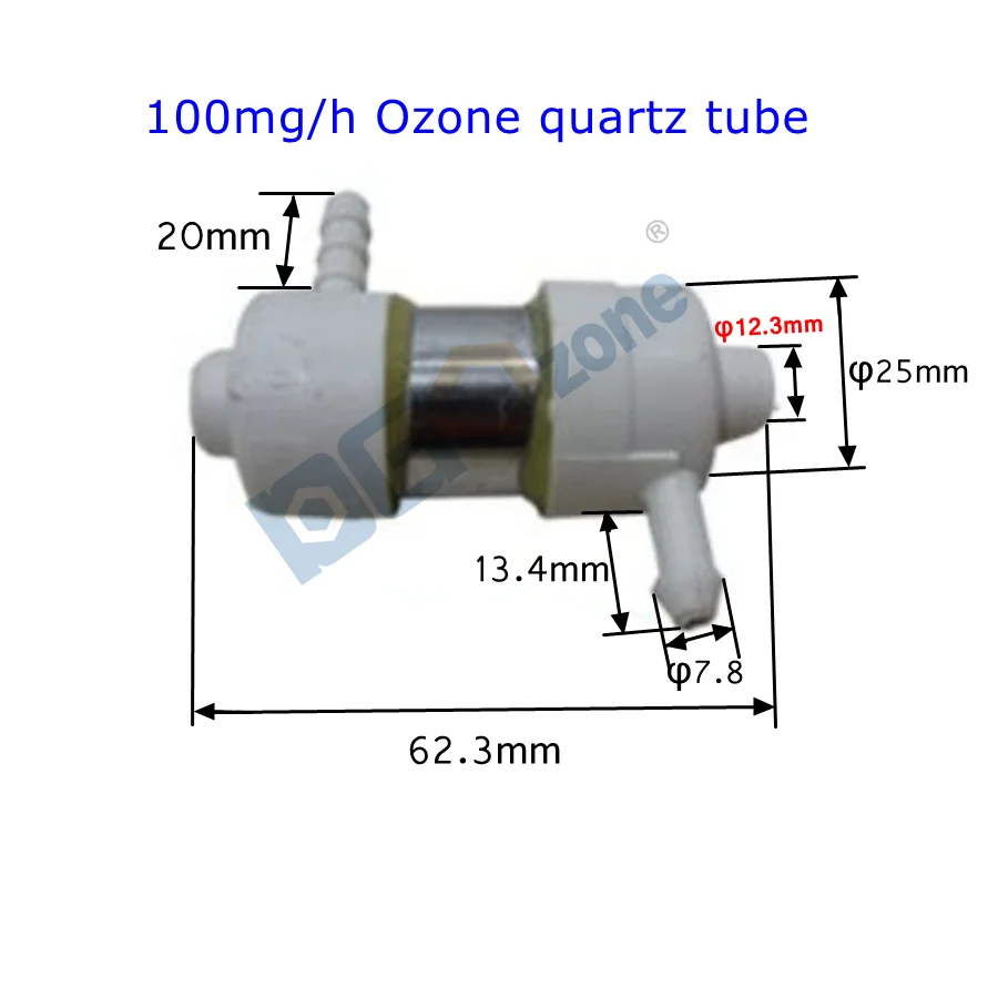 Ozone quartz Tube 100mg 200mg 500mg/h for Air and Water Purifying glass Tube Reator Ozonator without power supply DGOzone