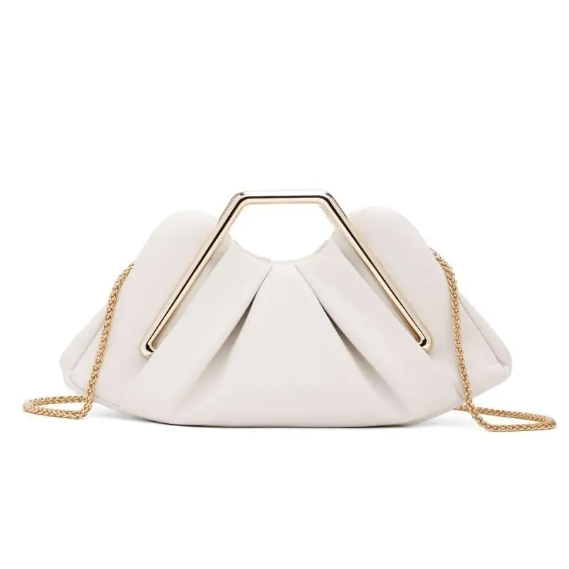 حقيبة يد للسيدات من JW PEI خفيفة فاخرة من الجلد الناعم بإطار معدني مطوي ومقبض هندسي وتصميم متخصص حقيبة عصرية للتنقل