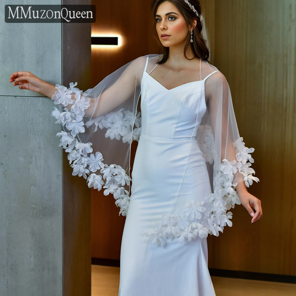 

TOPQUEEN MG20, свадебная шаль с цветочным краем, тюлевое женское болеро, свадебное накидка, куртка, свадебная фата, кепка boda novia, сделай сам, настраиваемая