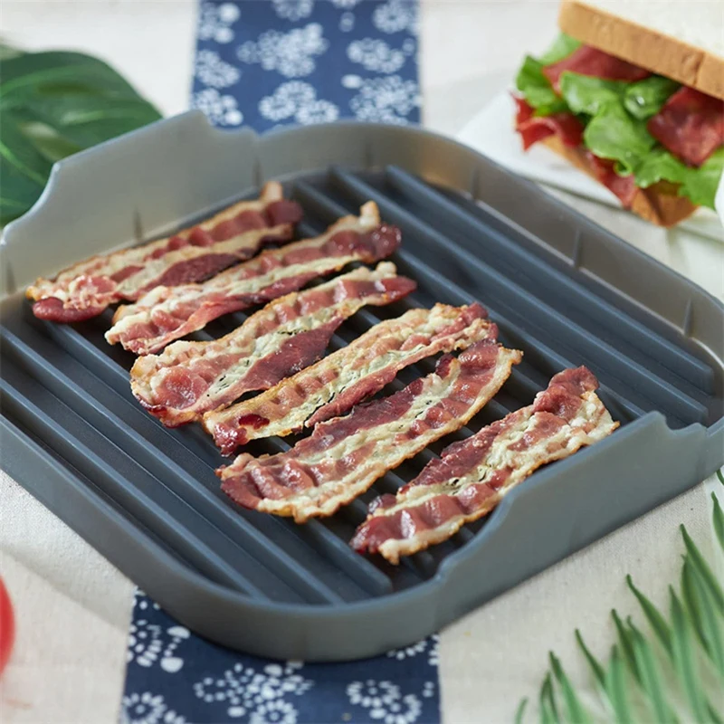 Bandeja de bacon de microondas de silicone máquina de bacon de microondas de grau alimentício pan-AT64 de bacon de microondas de silicone