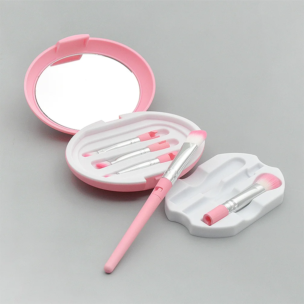 1 set di pennelli per trucco occhi rosa, kit essenziale da 5 pezzi, strumenti per ombretto facile quotidiano, set di pennelli per ombretto