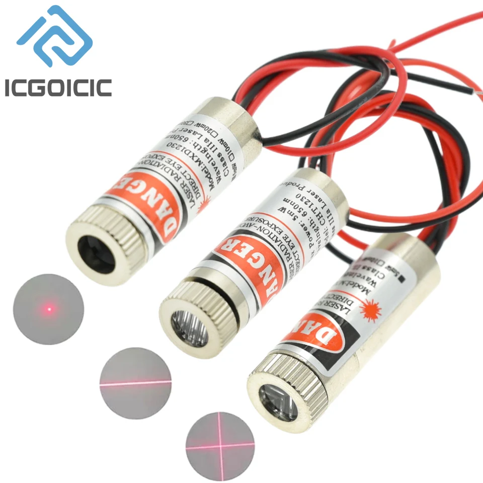 650nm 5mW Red Point / Line / Cross Laser Module Head Glass Lens Focusable Focus Adjustable Laser Diode Head Industrial Class