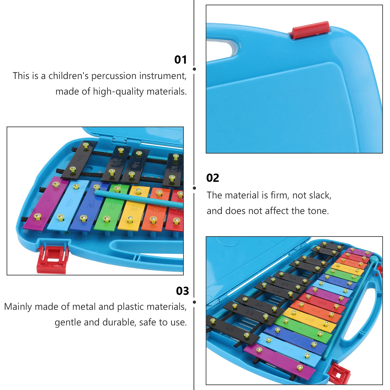 

Kids Percussion Musical Toy 25-Tone Metallophone with Colorful Aluminum Plate Gentle Safe Material